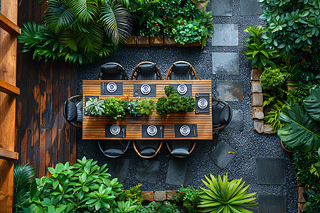 花园绿植庭院观景背景