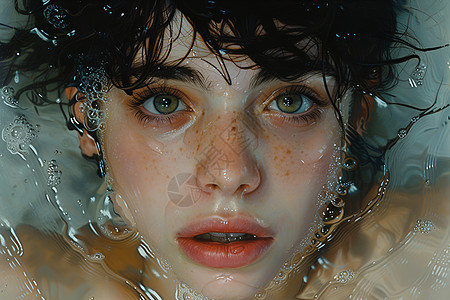 浸入水中的男孩背景图片