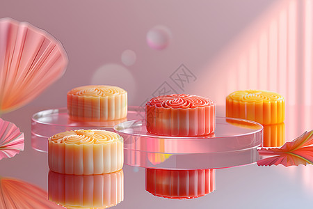 粉红月饼之美图片
