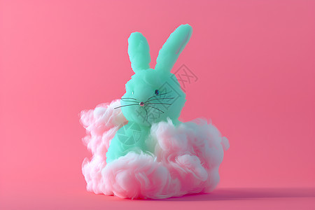 坐在云烟之上的兔子图片