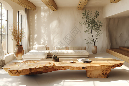 原木风现代客厅图片