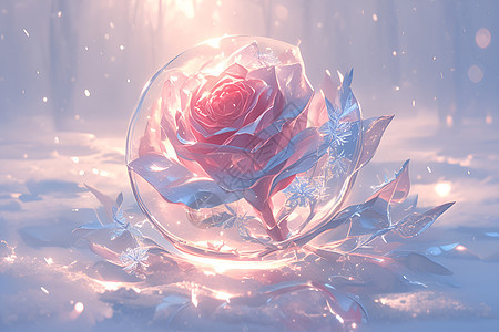 玫瑰与雪花图片