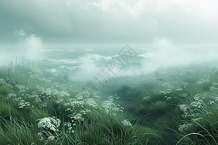 薄雾弥漫的草原图片