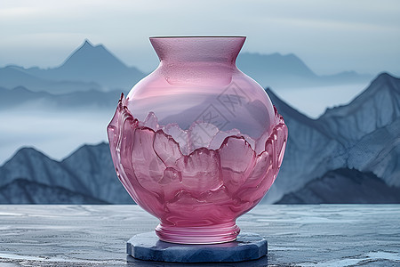 紫色花瓣纹路琉璃花瓶图片