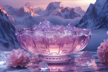 粉红色的玻璃碗高清图片