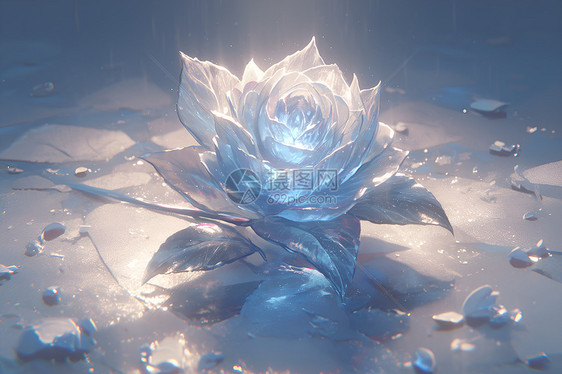 冰雪环绕的玫瑰图片
