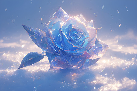 冰雪中的蓝玫瑰图片