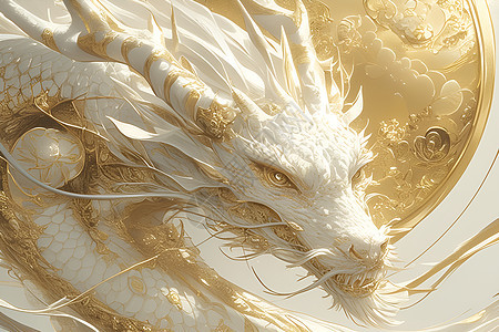 金色龙绣线中的神话龙图片
