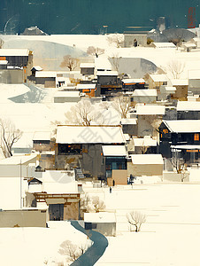 素雅的冬季房子背景图片