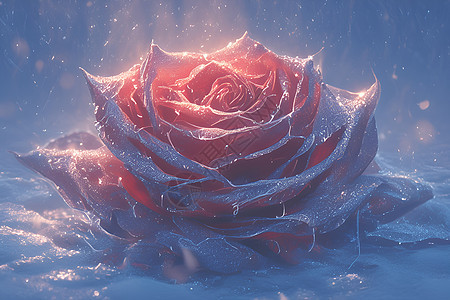 冰雪覆盖的红玫瑰图片