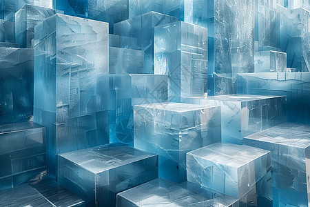 立体冰晶几何空间图片
