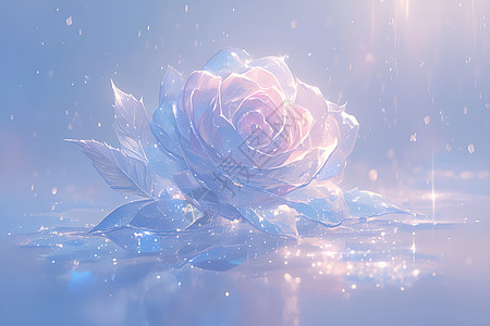 冰雕的玫瑰花高清图片