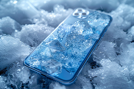 寒冰覆盖的手机图片