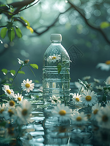 水瓶与菊花图片
