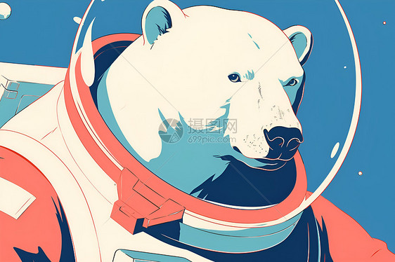 极地熊穿宇航员头盔图片