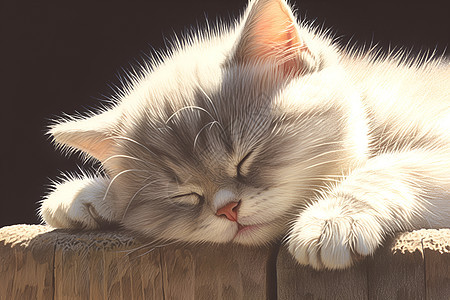 太阳下睡觉的猫咪图片