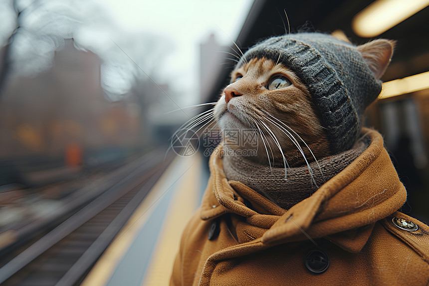 穿着时髦服饰的猫图片