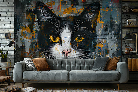 猫咪涂鸦艺术图片