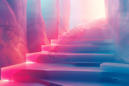 穿越光与空间明亮的楼梯图片