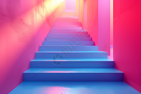迷幻蓝色楼梯背景图片