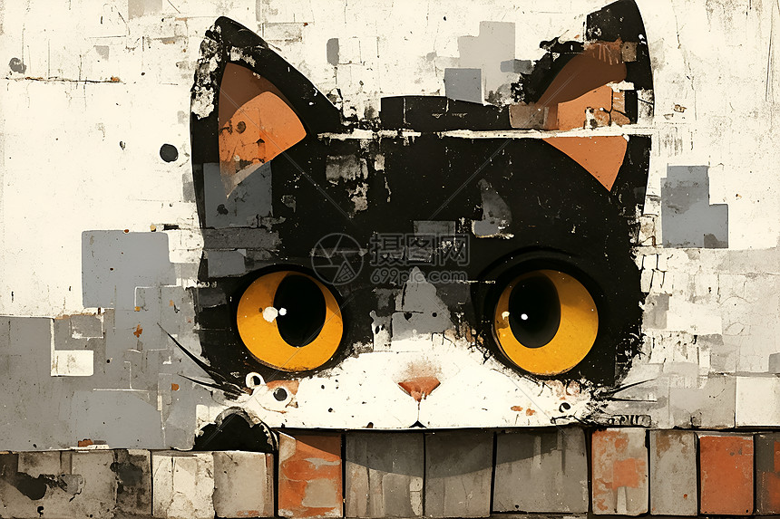 立体城市猫涂鸦图片