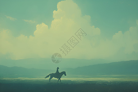 草原上骑马奔驰图片