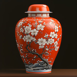 红色的陶瓷花瓶图片