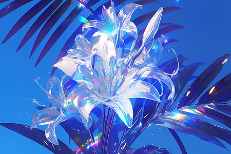 背景中蓝色的花卉背景图片