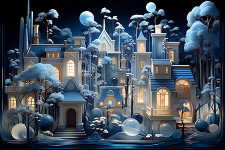 雪夜神秘城堡图片