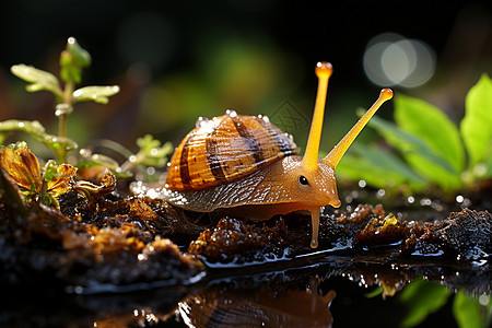 探险的蜗牛背景图片