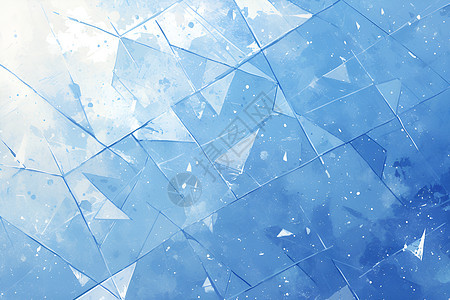 蓝色玻璃几何元素壁纸图片