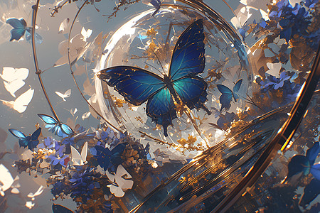 玻璃蓝蝶图片