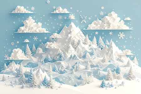冬日下雪的山林图片