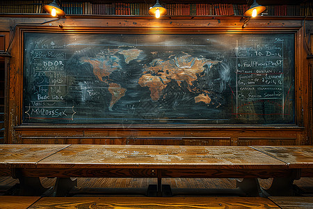 黑板上的世界地图图片