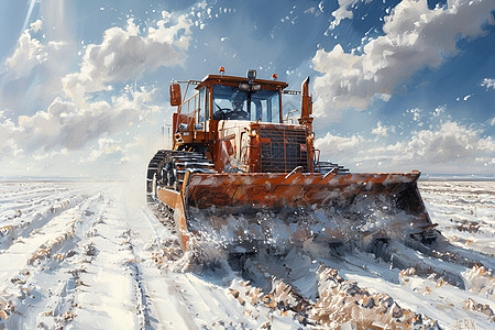 雪地上的汽车雪地上的铲车插画