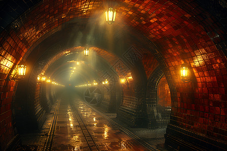 隧道行车火车隧道里的灯光背景