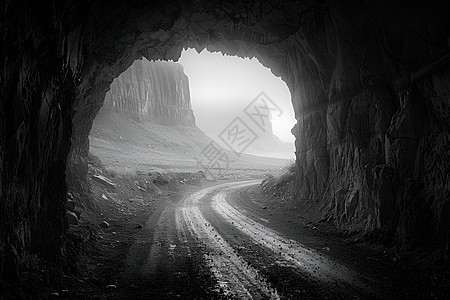 昏暗的隧道洞穴图片