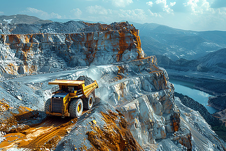 矿山里的卡车背景图片