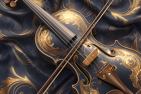 金碧辉煌的小提琴图片