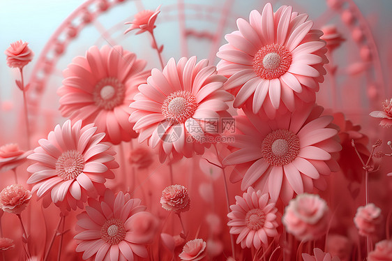 粉红色的波斯菊摩天轮图片