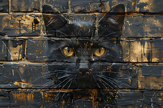 黑色猫咪涂鸦画图片