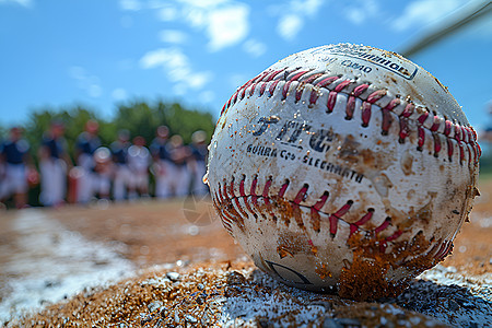 泥泞沙砾上的棒球图片