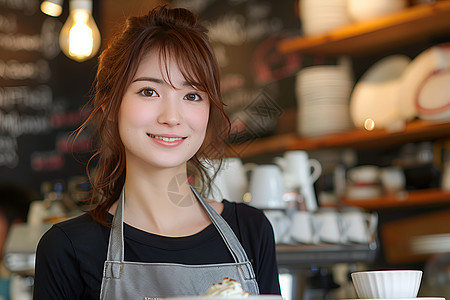 戴围裙的女人背景图片