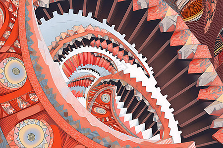 无限螺旋的奇幻楼梯背景图片