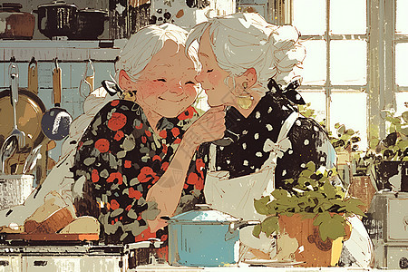 两位奶奶的厨房时光图片