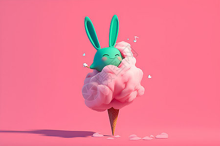 棉花糖中的小兔子背景图片