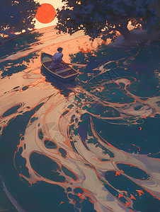 日落中的船背景图片