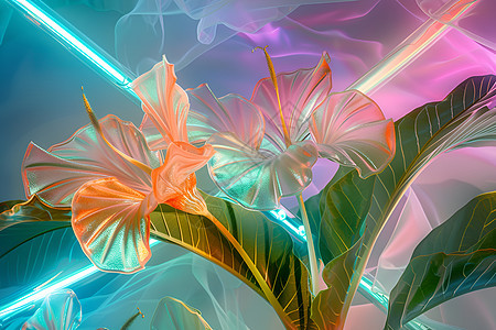 花脉与玻璃棕榈树图片