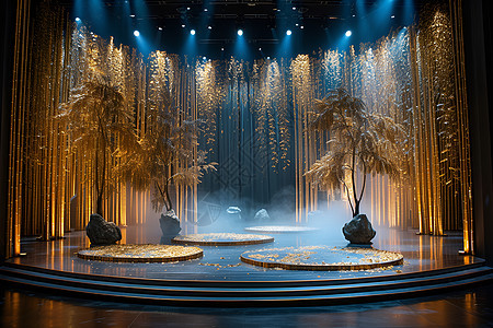 金竹环绕的舞台设计图片