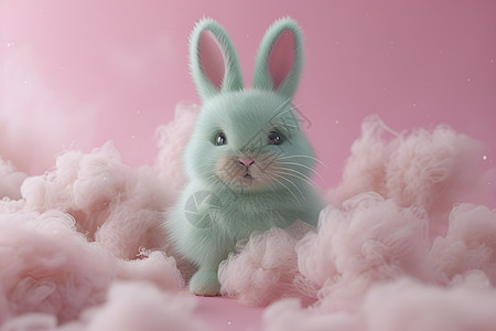 粉红背景里的兔子图片